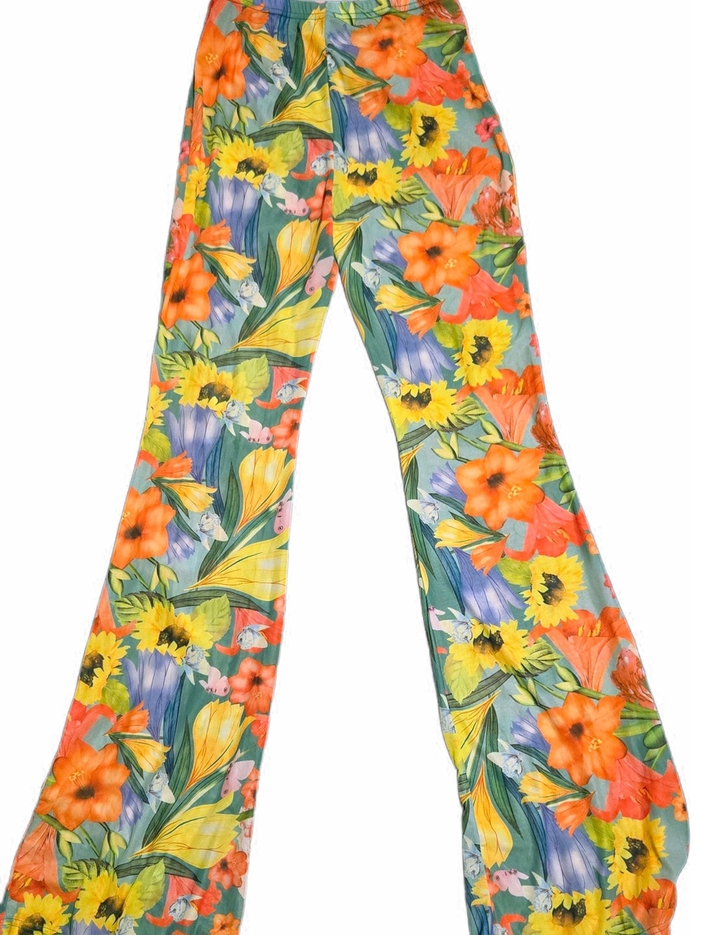 Vibrant Floral Mesh Wide-Leg Cover Up Multi Color